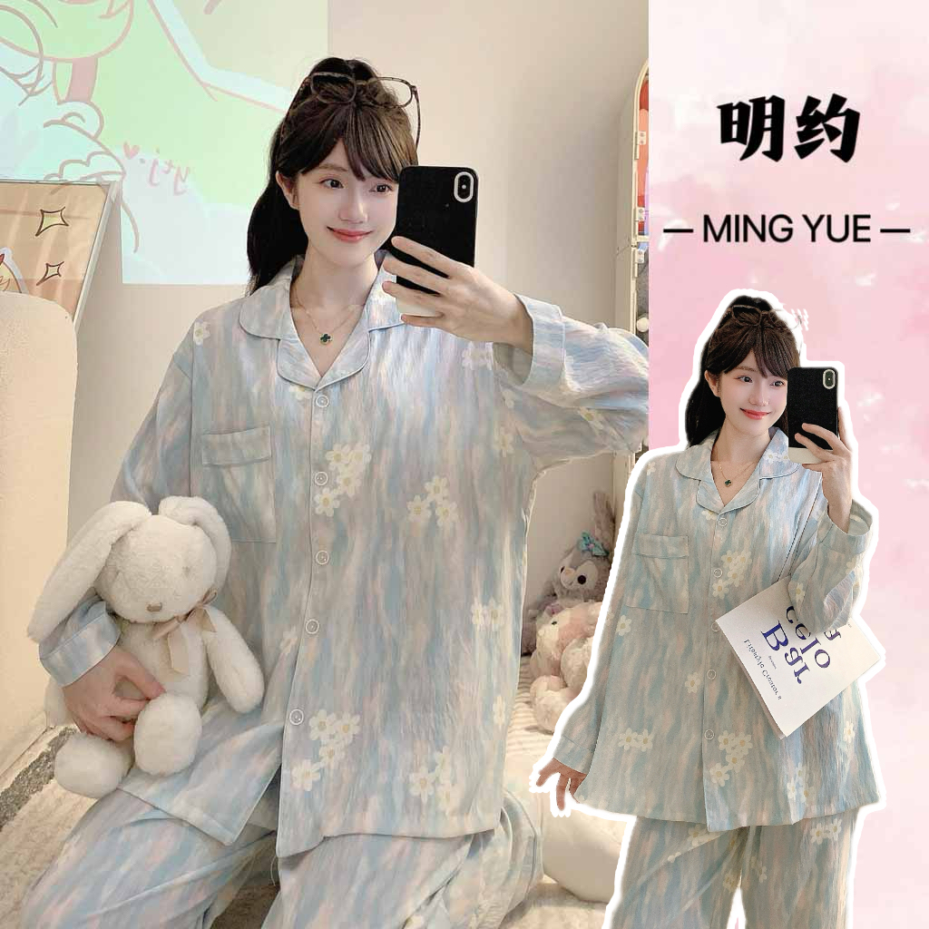 2025新款睡衣女秋季甜美大码胖MM家居服卡通长袖云朵棉宽松套装