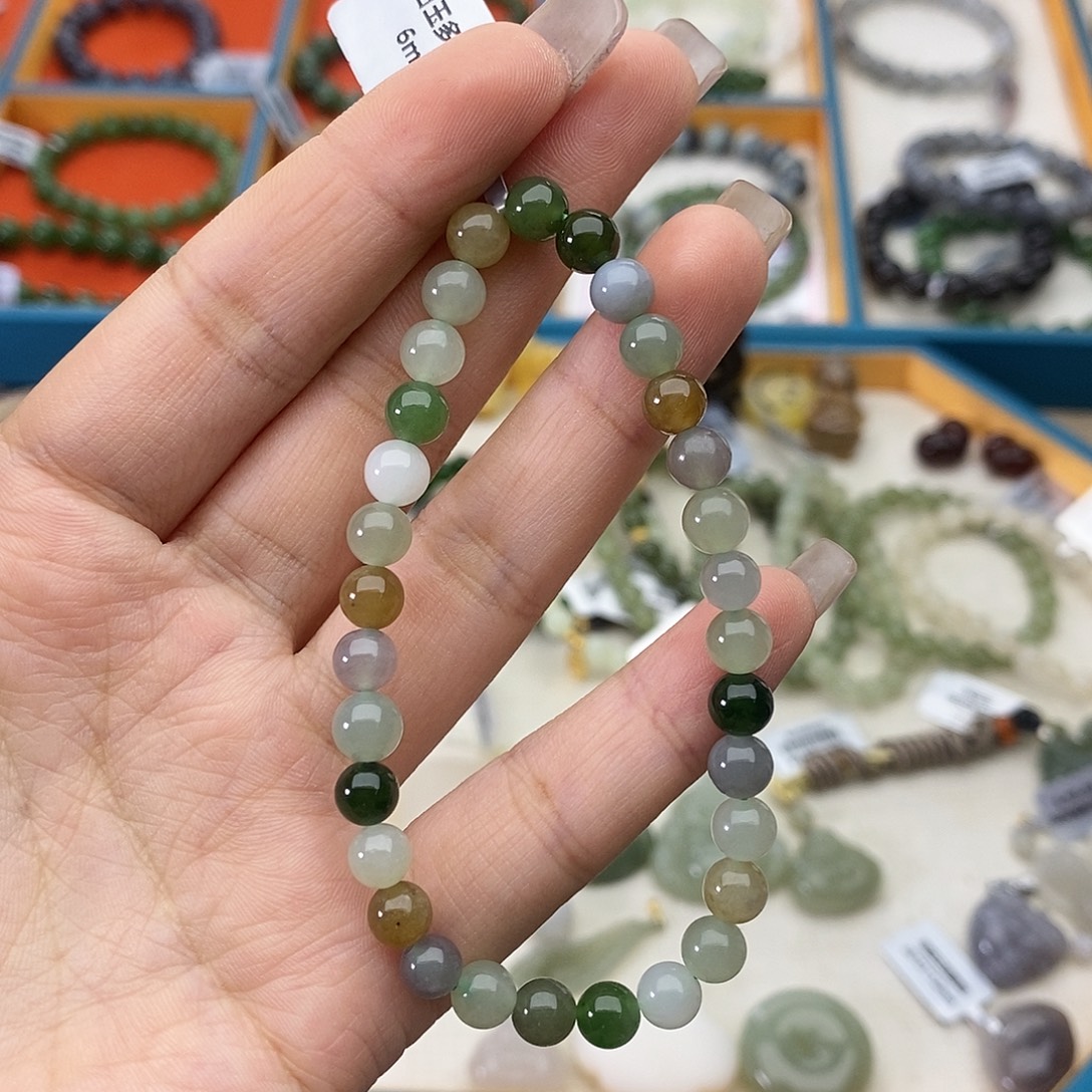 和田玉未镶嵌手链w8多宝6mm