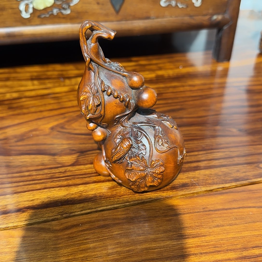 壶***坤黄杨木葫芦摆件一个高11