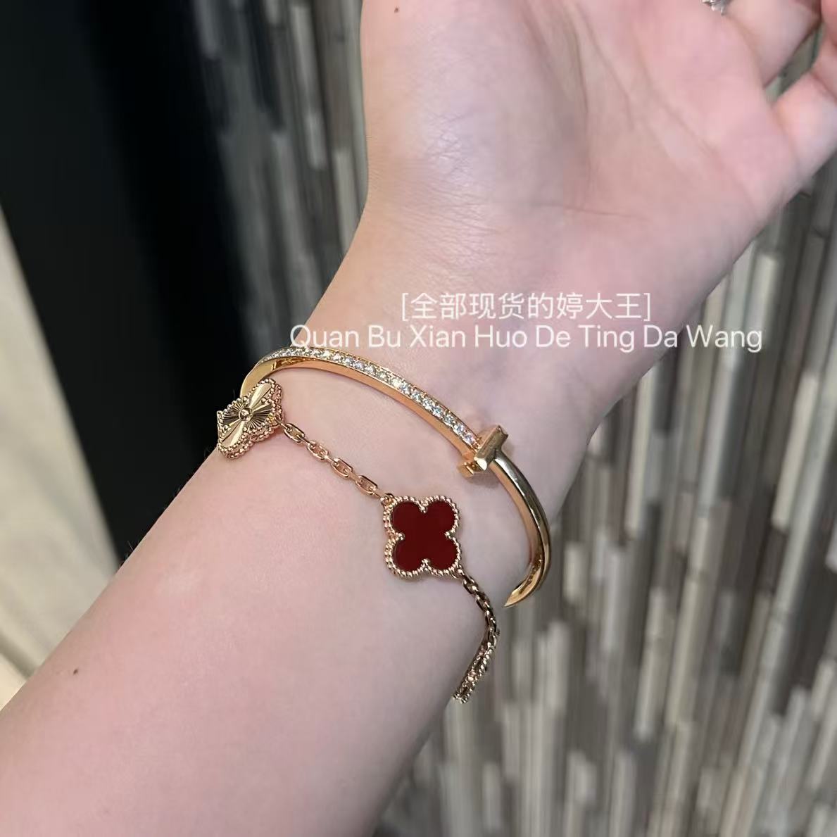 铜合金合成锆石手镯 【精工镶钻香槟金色手镯】