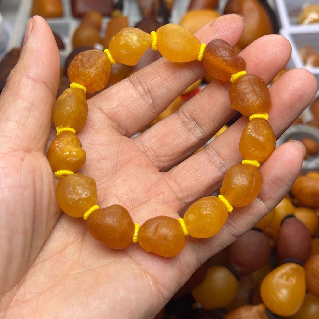 琥珀裸石未镶嵌天然蜜蜡手串