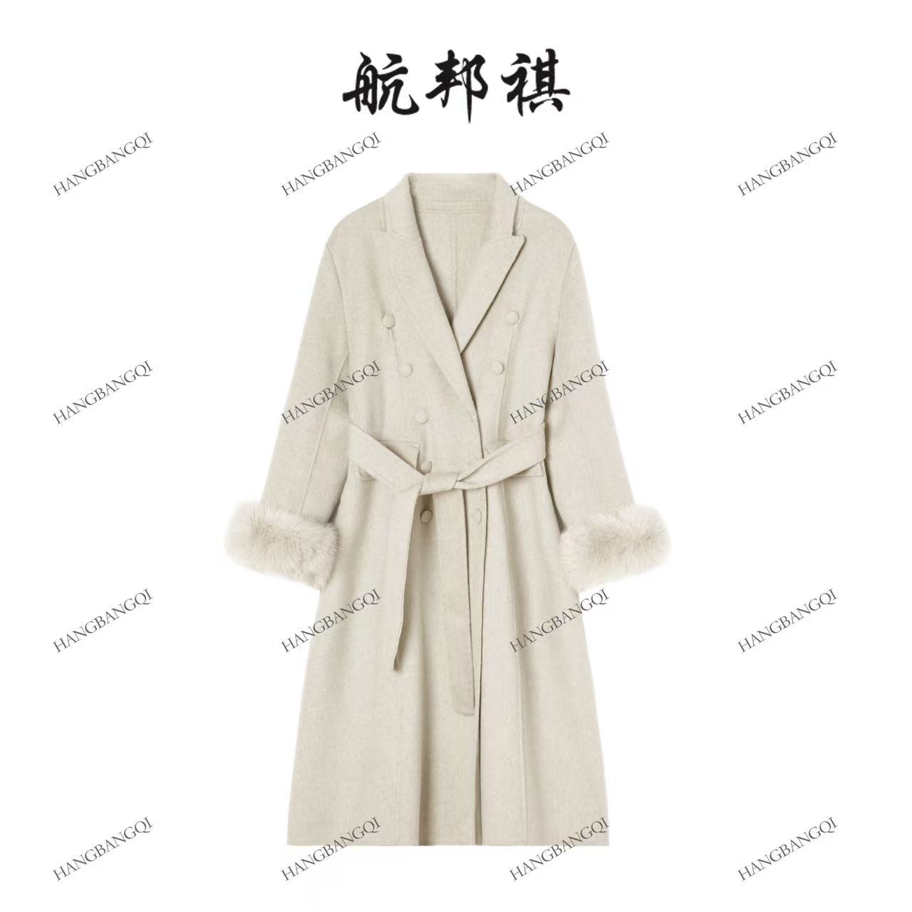 "矜贵富家女"系带毛呢冬季长款大衣BQY25120