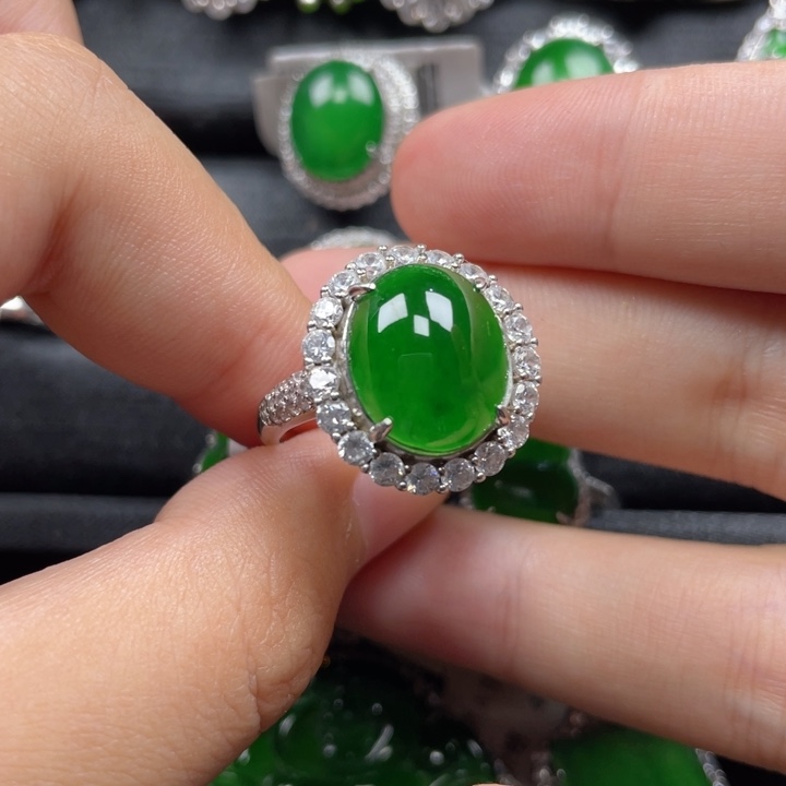 翡翠银S925镶嵌戒指戒指