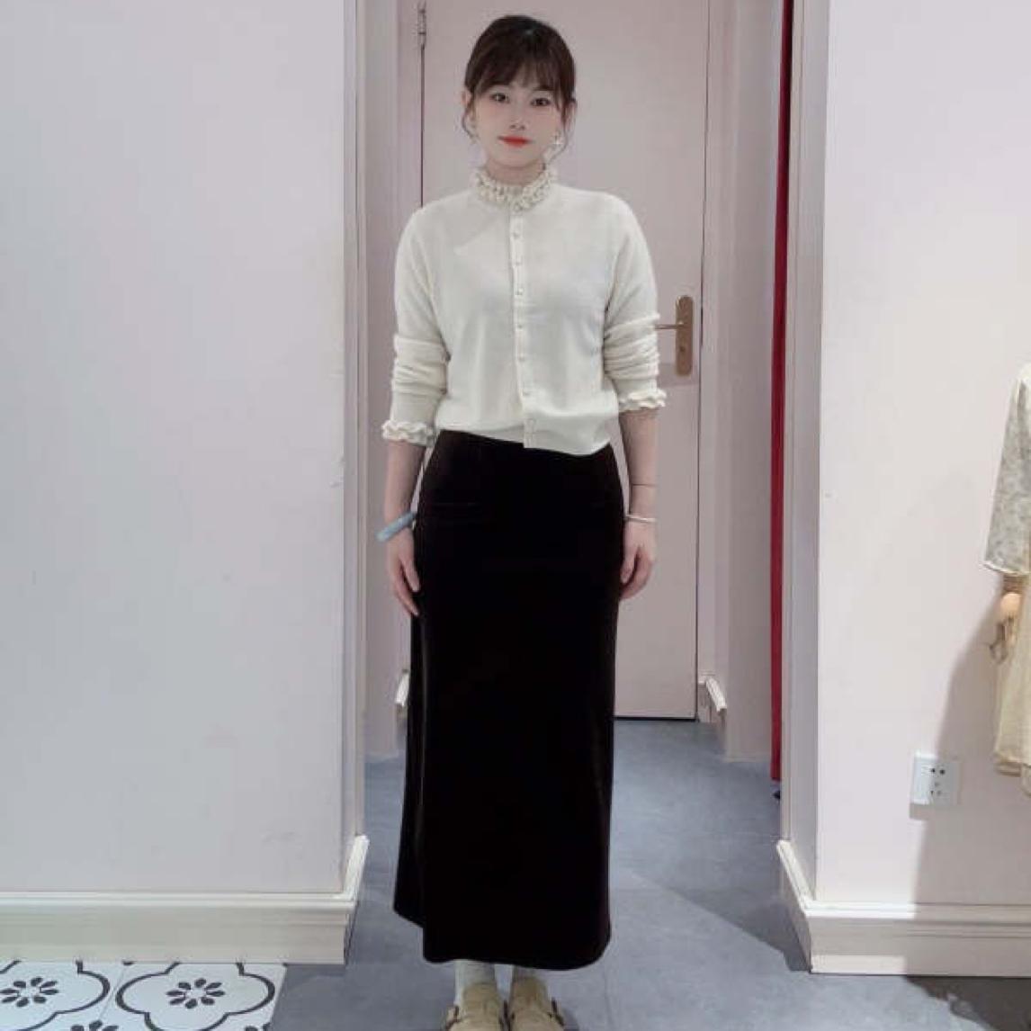 新中式品玉咖色半裙3123