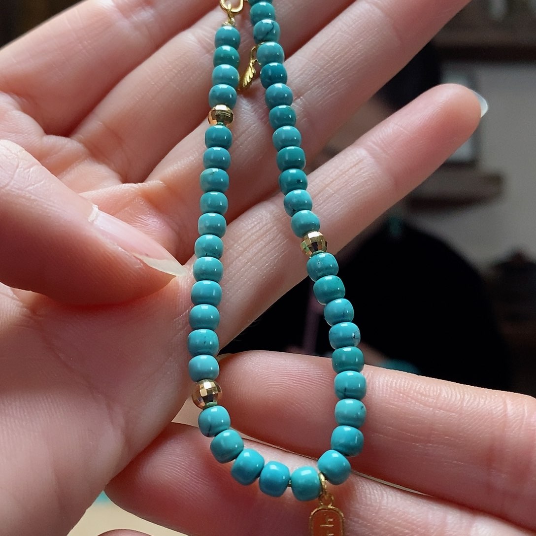 绿松石珠宝奇石18K金镶嵌