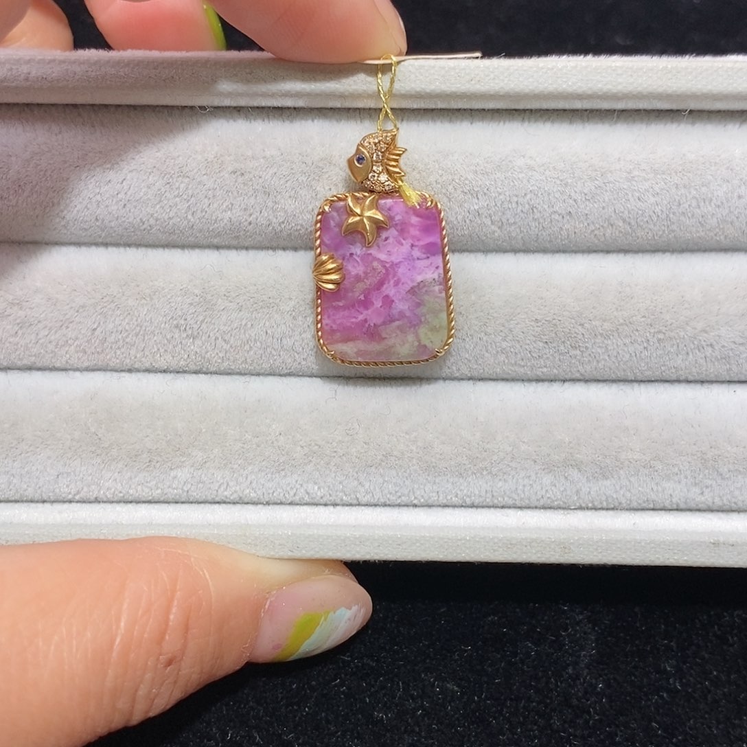 苏纪石（舒俱来）18K金镶嵌吊坠(不含链)