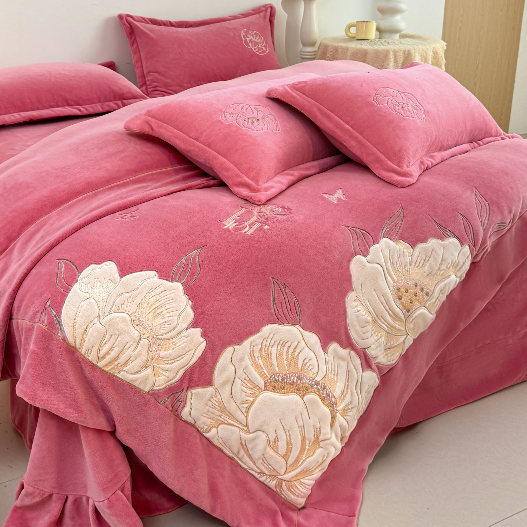 【朱丽叶】双面绒加厚牛奶绒四件套加绒绒被套柔软被罩床单