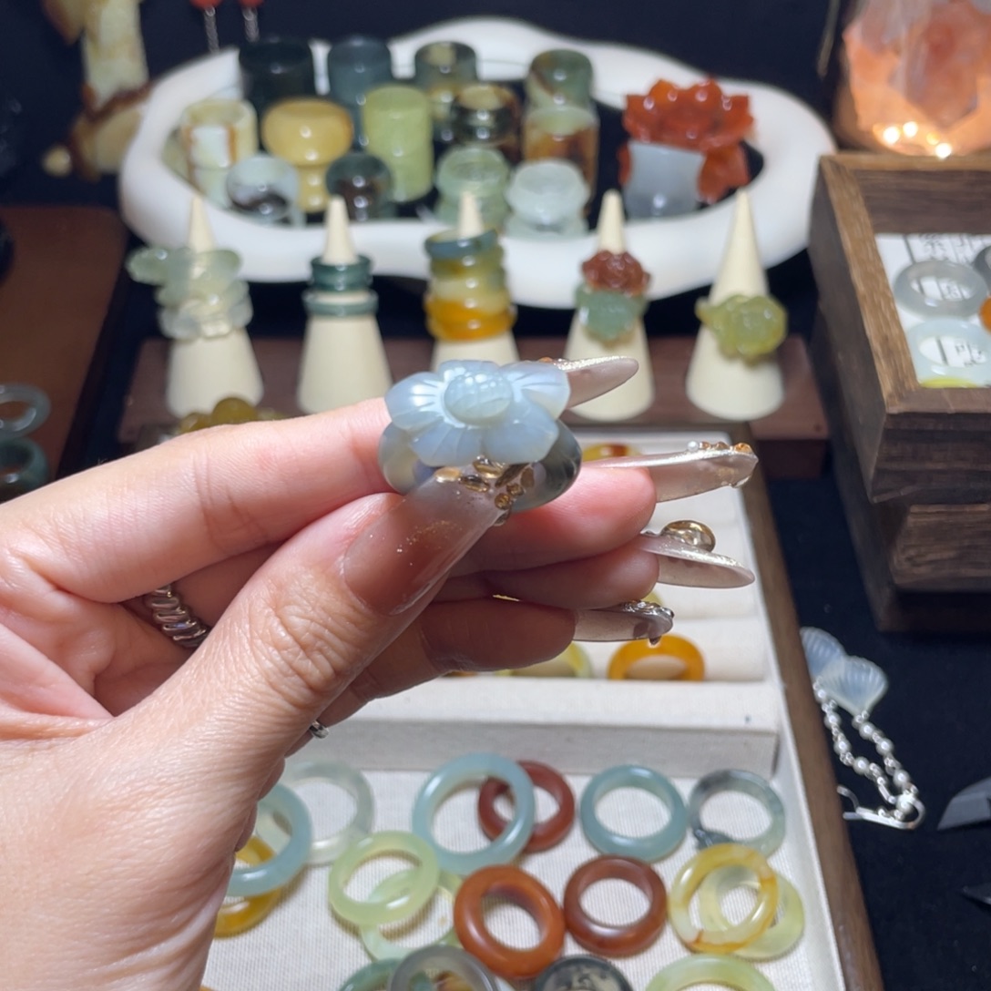 蛇纹石玉未镶嵌戒指16.4