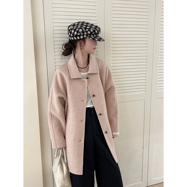 2265韩系简约翻领双面大衣中长款（衣长84左右）
