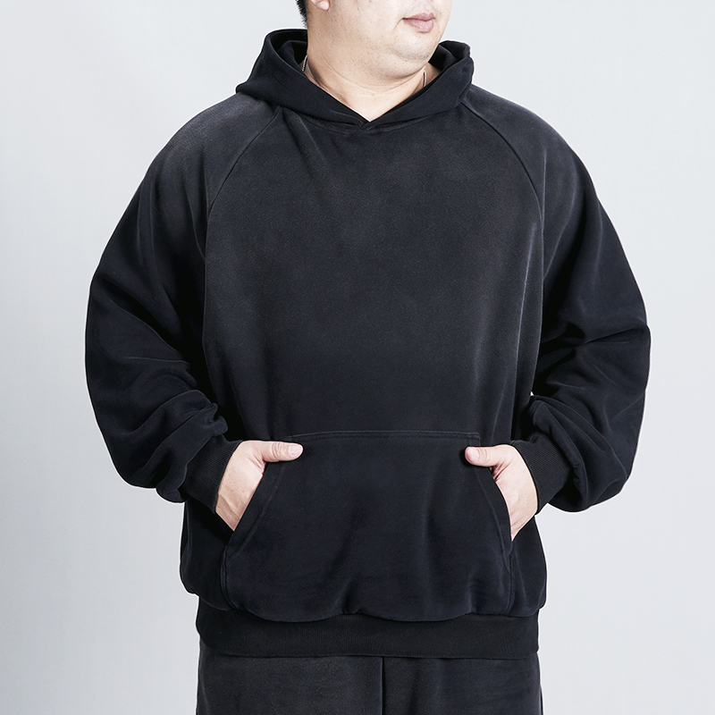 LIUGEJIA/六个加纯色长袖卫衣常规连帽男士免烫做旧水洗磨白DT333