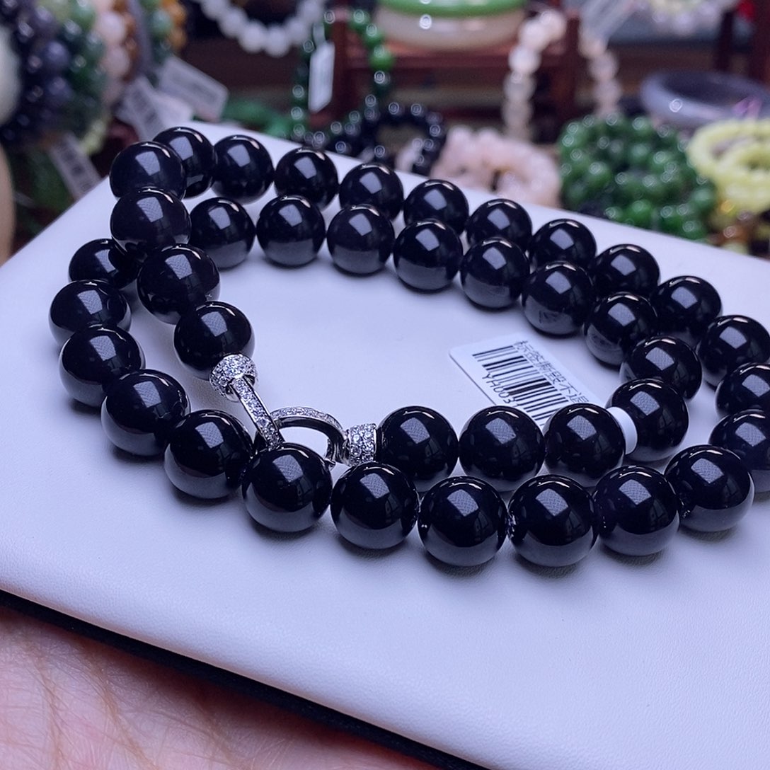 和田玉未镶嵌毕业级老坑料浓烟紫帝王紫妈妈链12m