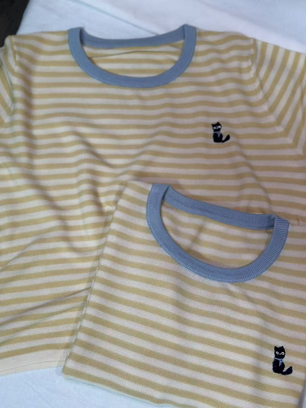 【欧琲】D-193#圆领针织条纹上衣