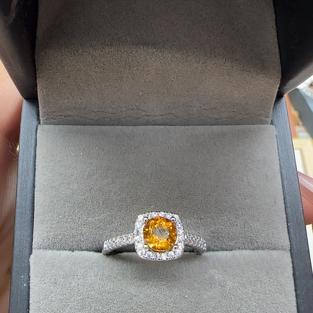 .***航水晶珠宝半成品银S925镶嵌纯天然无优化黄水晶Q