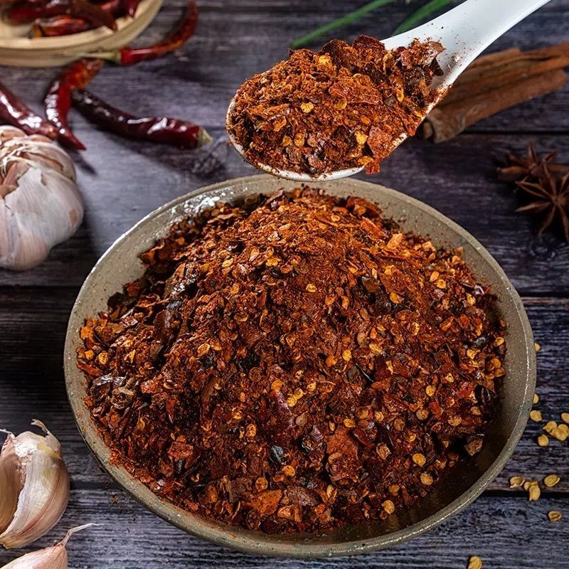 四川古蔺农村自制辣椒柴火海椒面水煮菜蘸水辣椒