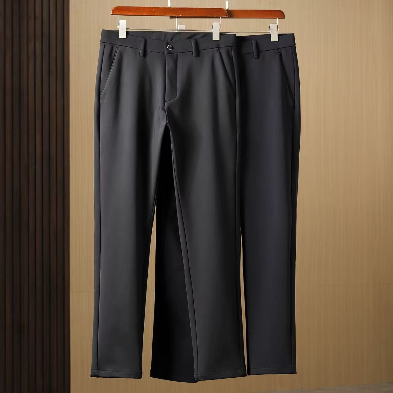 锦氨面料！男士秋冬加厚直筒宽松型抗皱免烫休闲西裤！-440