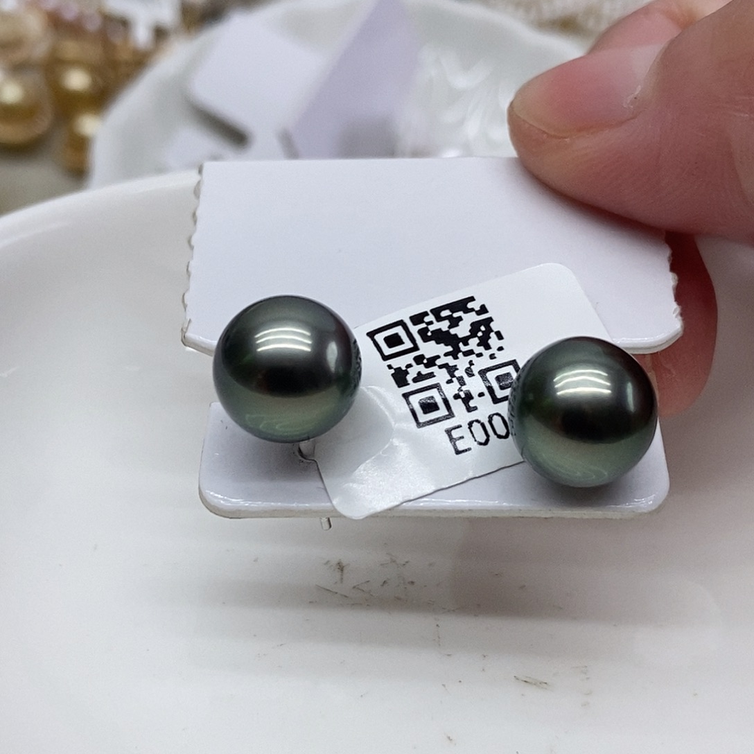 海水珍珠耳饰银S925镶嵌@@E0065