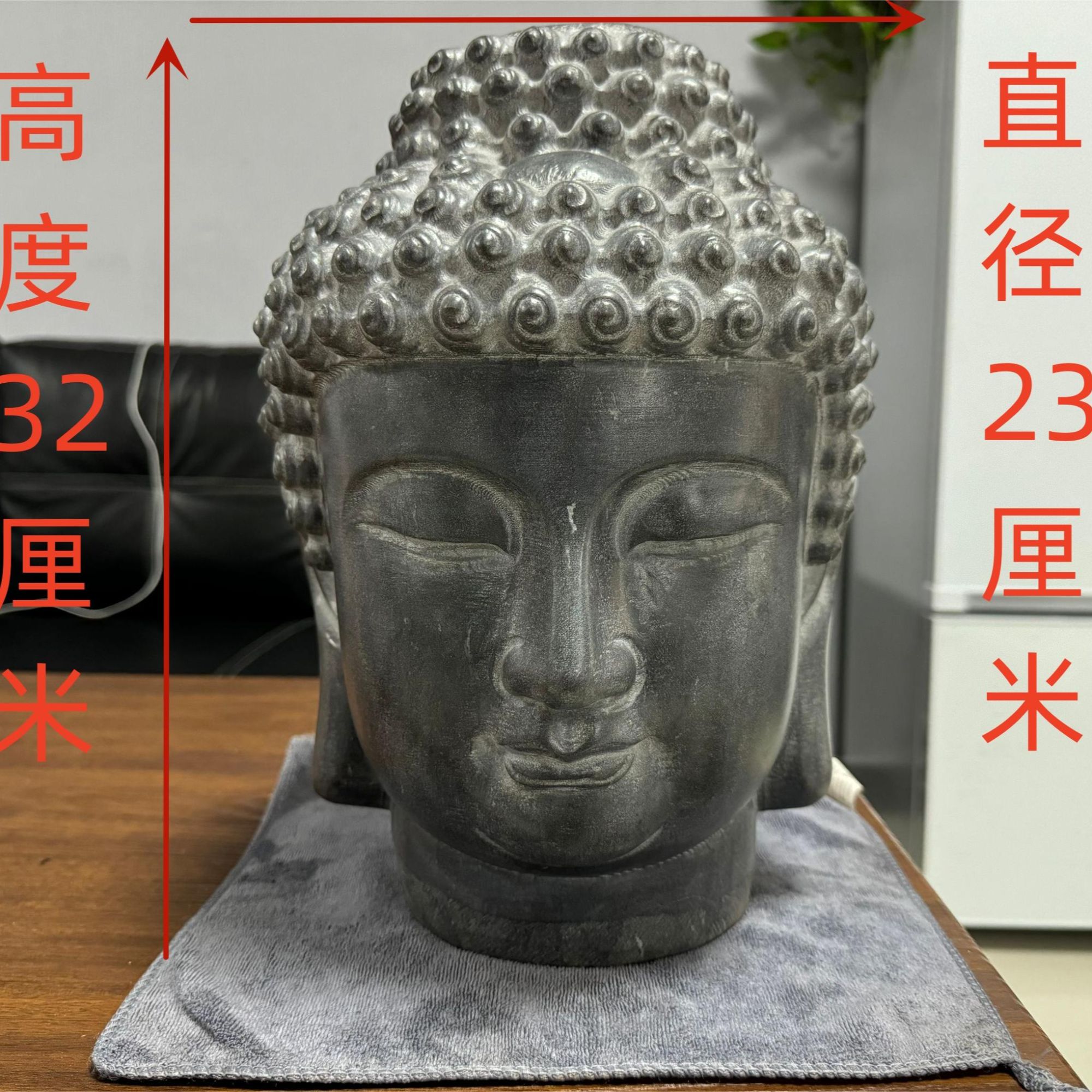 山西青石精美工艺品佛头桌面茶室造景佛头