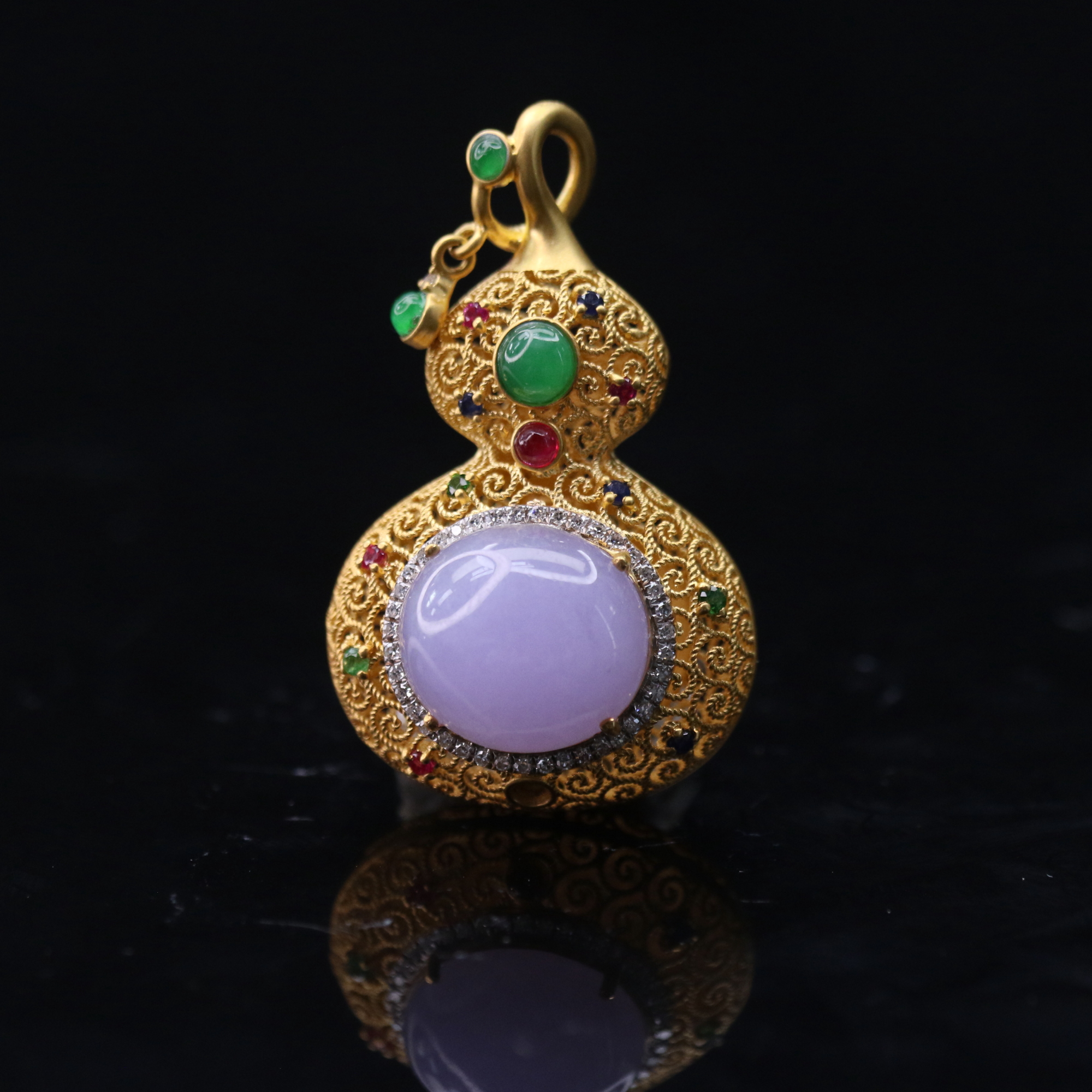 22天然缅甸翡翠A货18k冰紫蛋面吊坠/700722/上海嘉禾拍卖