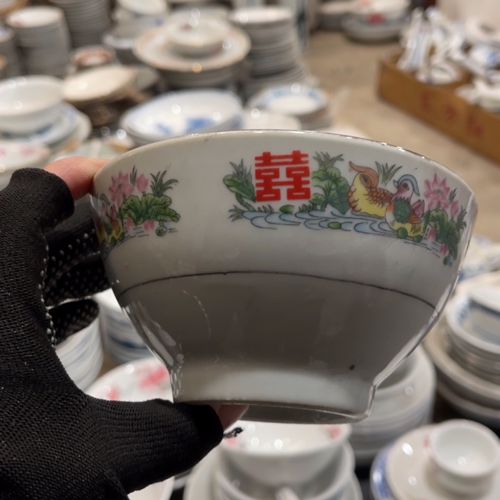 陶瓷醴陵高温老厂瓷13厘米饭碗，微瑕