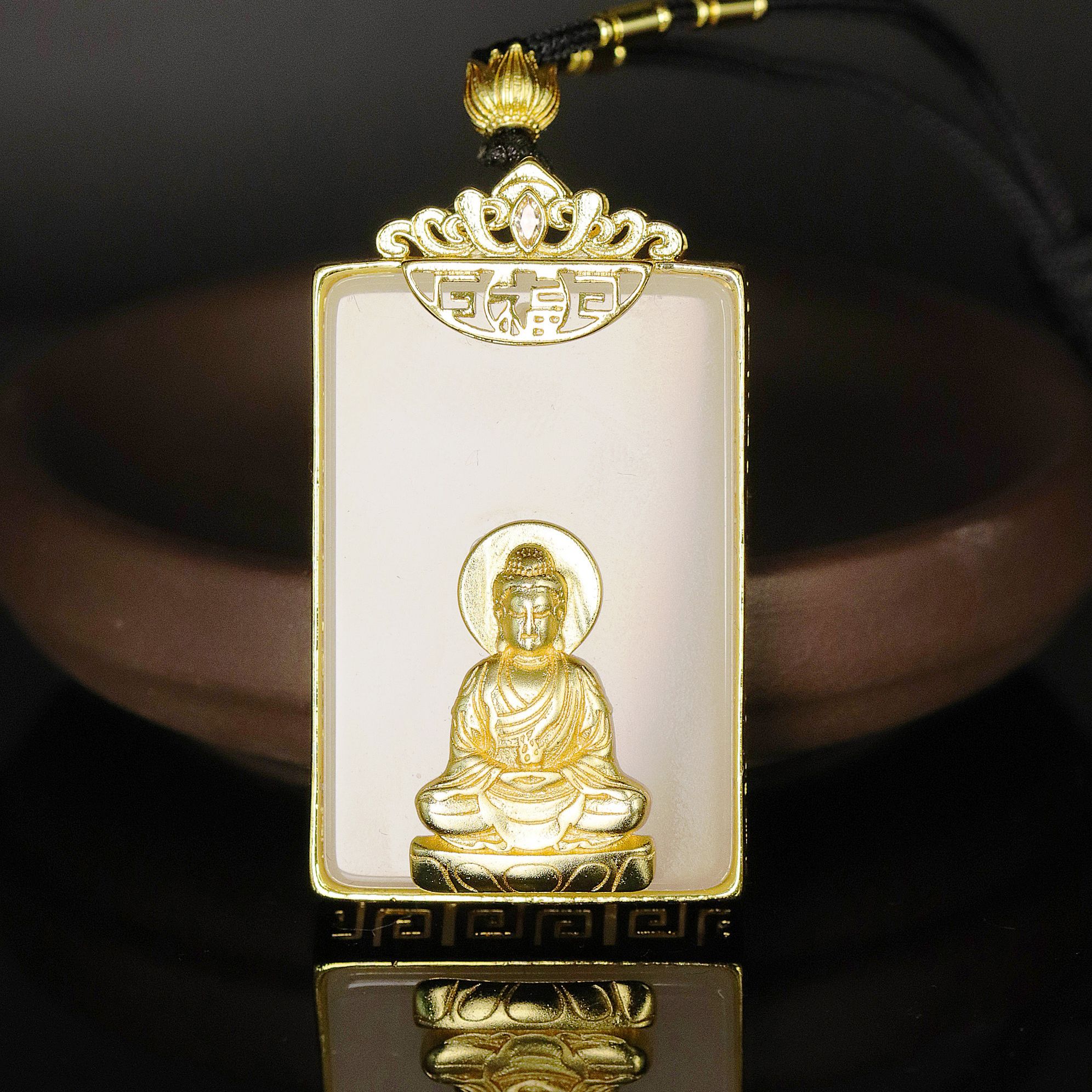 天然新疆玉石如来佛祖玉吊坠金丝玉挂件无事牌真品直播间简约Y667