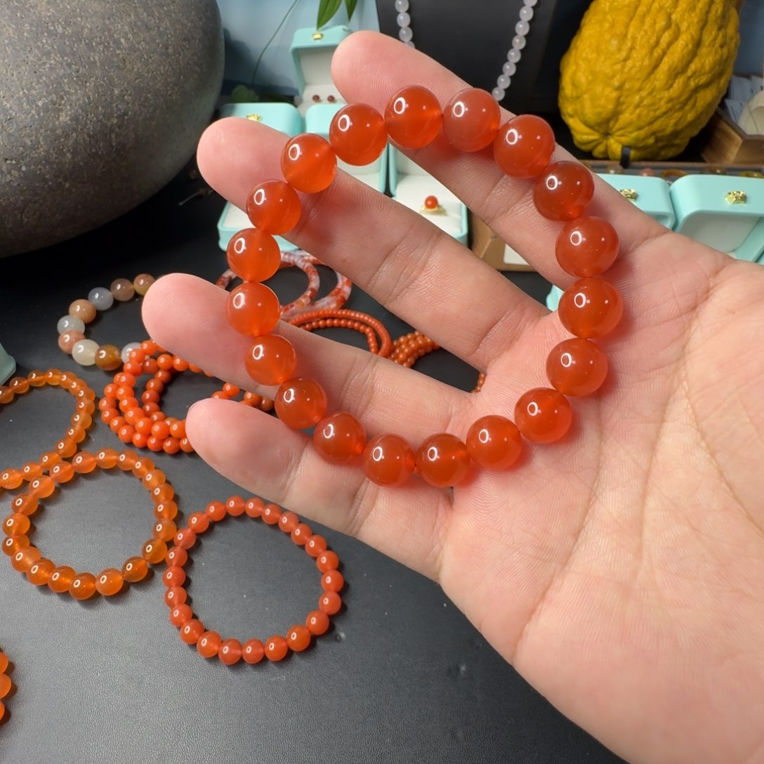 南红玛瑙未镶嵌单圈卡10冰红