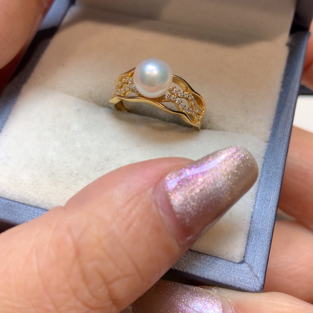海水珍珠戒指银S925镶嵌
