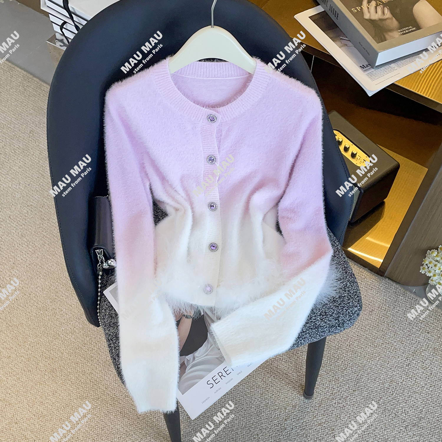 2025冬季新款高端女装时尚渐变色毛衣女宽松慵懒风针织衫DY9233