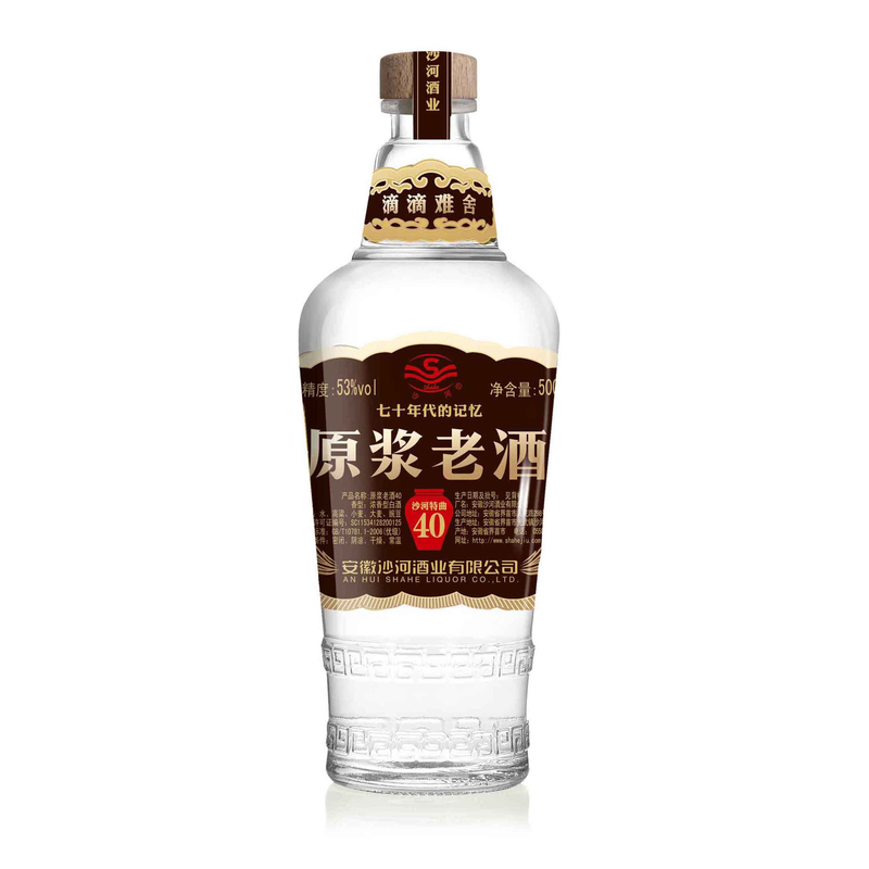 SHAHE/沙河原浆老酒40（500ML*6）原箱装53度光瓶酒53度500ml