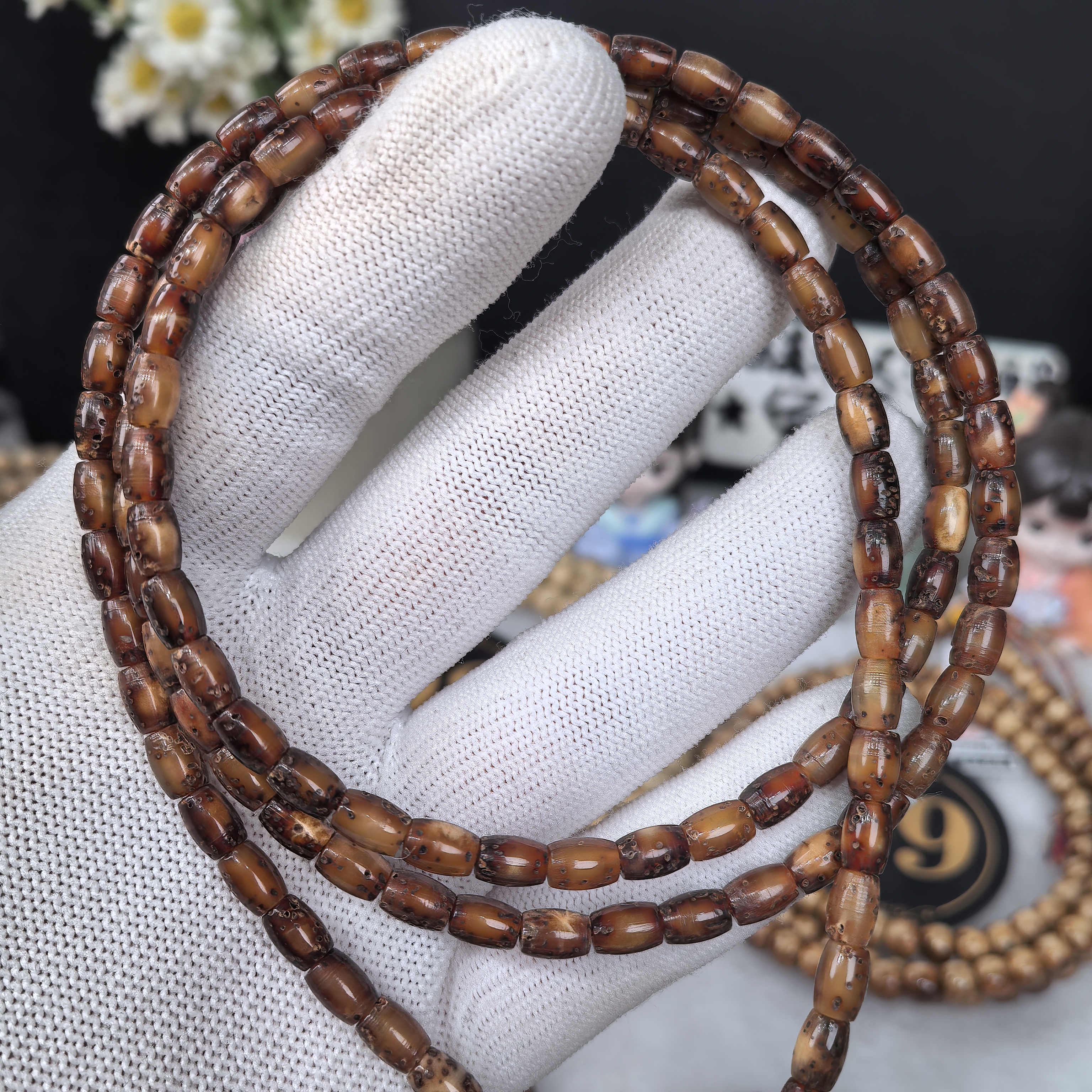 陈籽黑金玉化胶囊枣珠5/7爆油爆润星月菩提手串同枝籽毛衣链