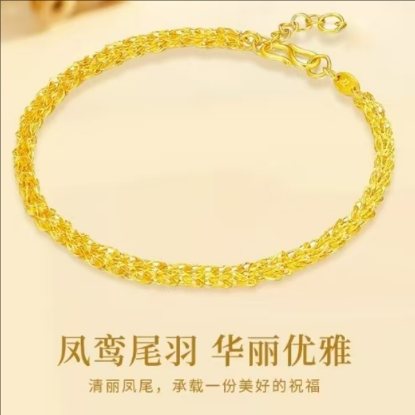 合金手链 凤尾手链女新款手串素金百搭手饰