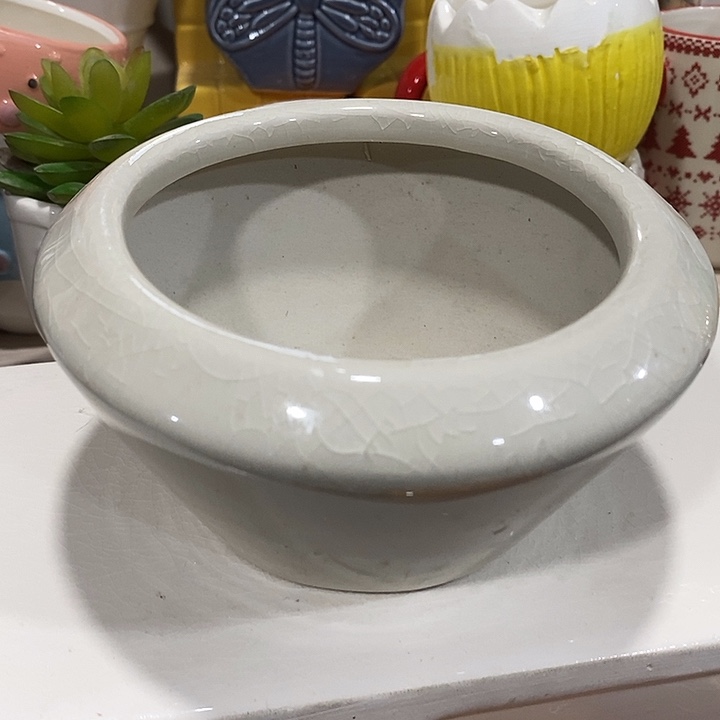 陶盆有孔 瑕疵针孔漏釉介意勿拍口 12高7.5