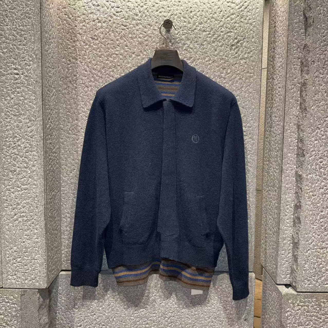 【上海】MASONPRINCE学院风条纹假两件polo毛衣