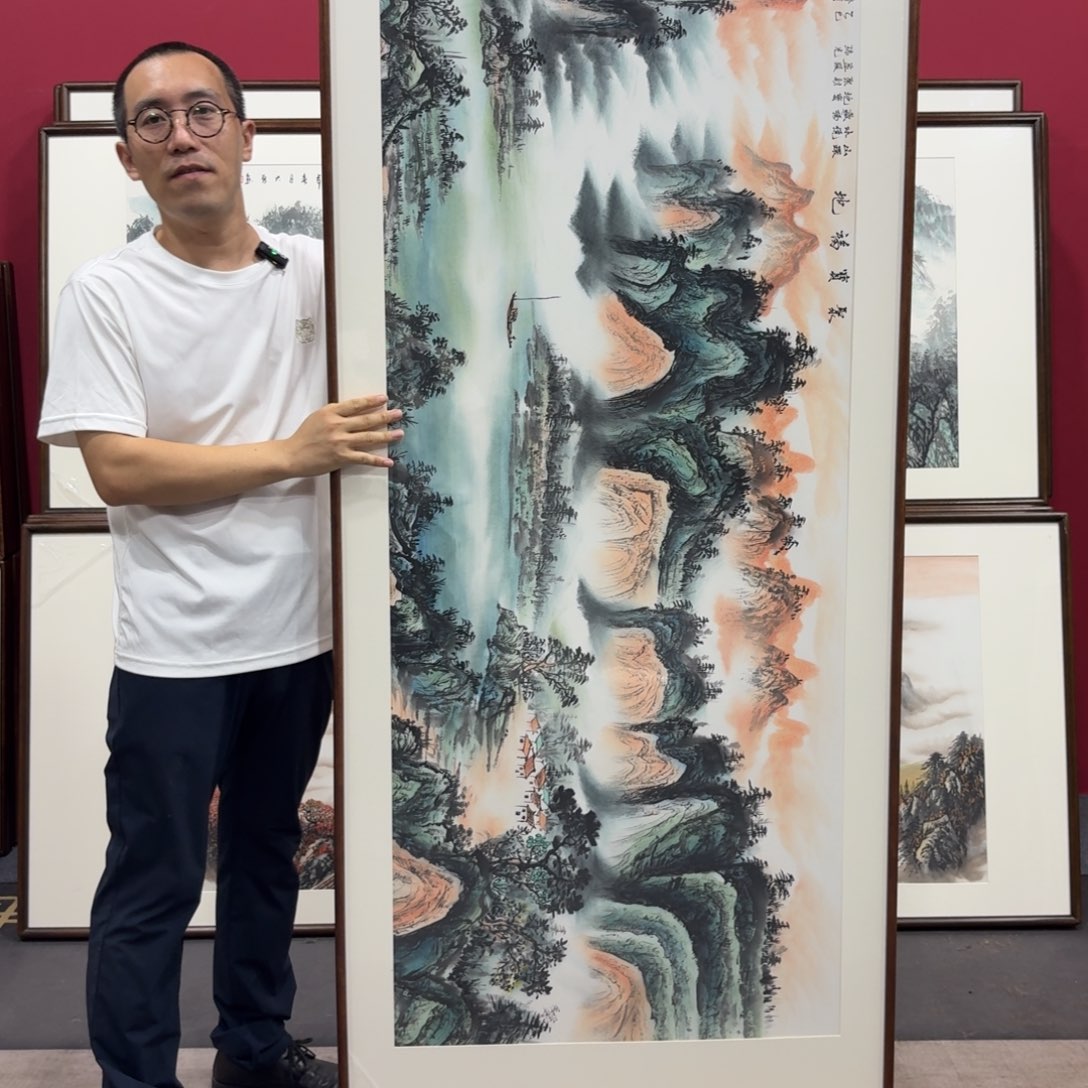 国画带框绘画210/80尺寸
