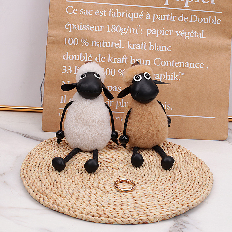 【小羊肖恩】真羊毛皮毛一体包挂件可爱钥匙扣儿童礼物车挂饰便携款