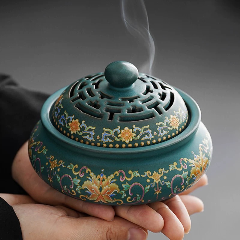 珐琅彩茶盒茶宠摆件功夫茶具E669