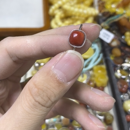 南红玛瑙戒指银S925镶嵌多样性发货