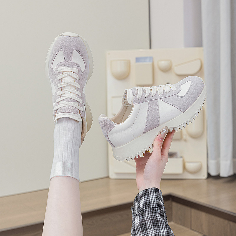 【棠棠潮鞋】欧货牛皮厚底鞋女休闲小白鞋2026春季新款板鞋德训鞋