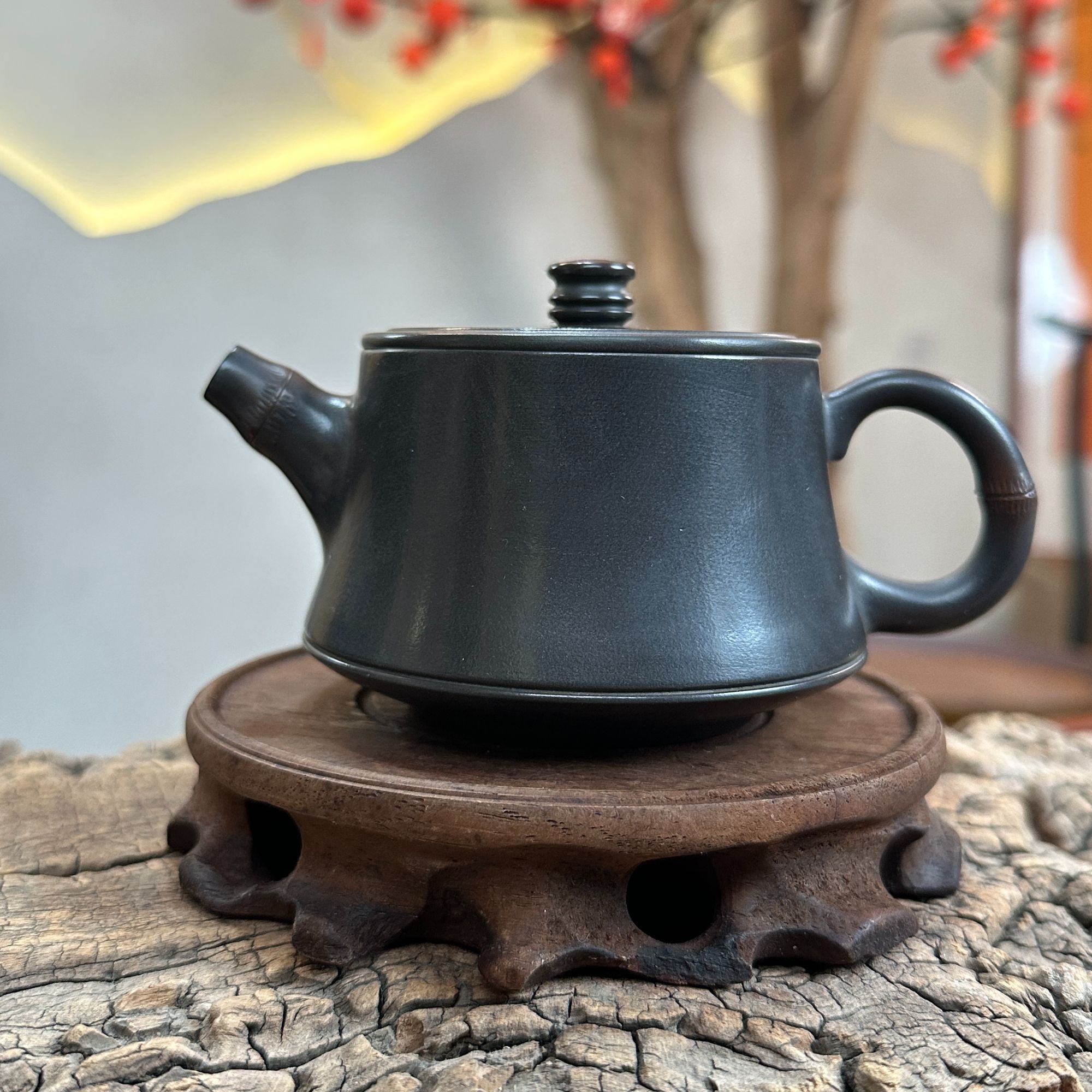 云南建水紫陶茶壶家用非紫砂坭功夫茶具竹节手工紫陶壶礼盒送杯子