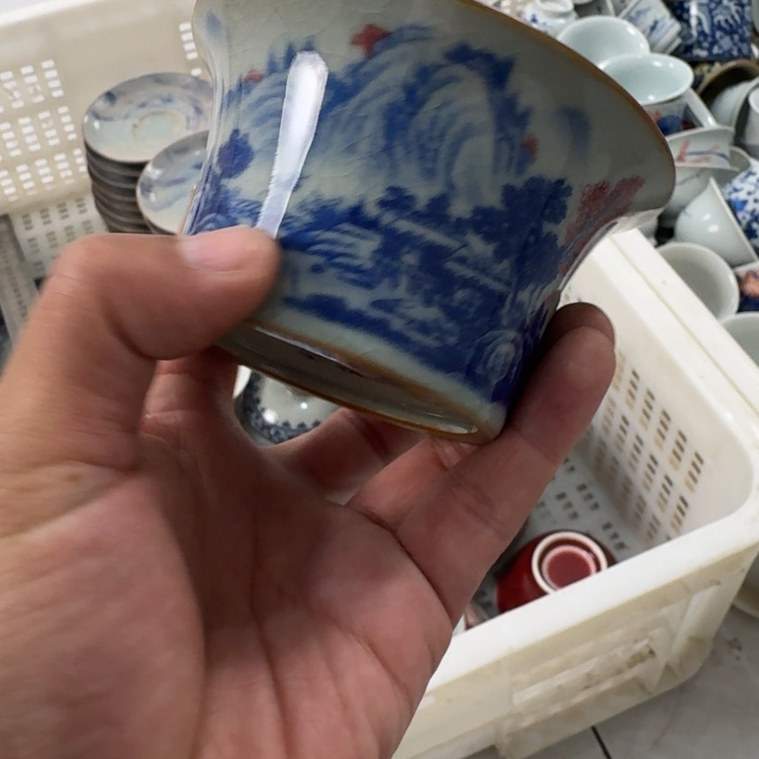 摆件老陶泥万里山川碗身