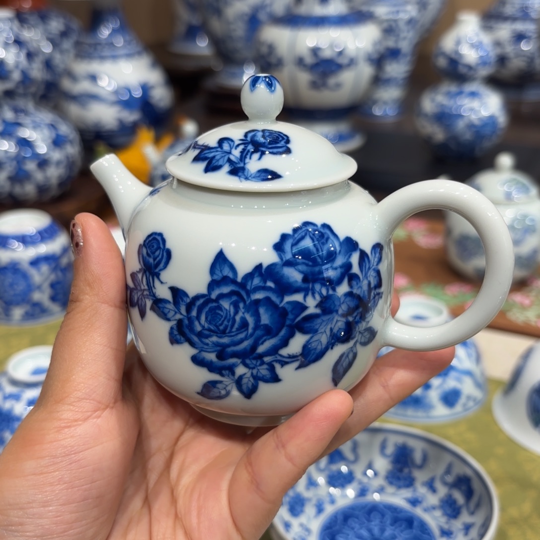 菩***計瓷月季花泡茶壶福利……