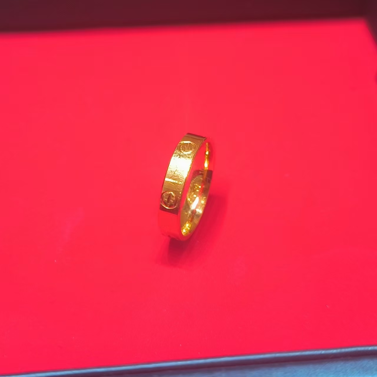  【阿华田】一字卡加戒指 足金999