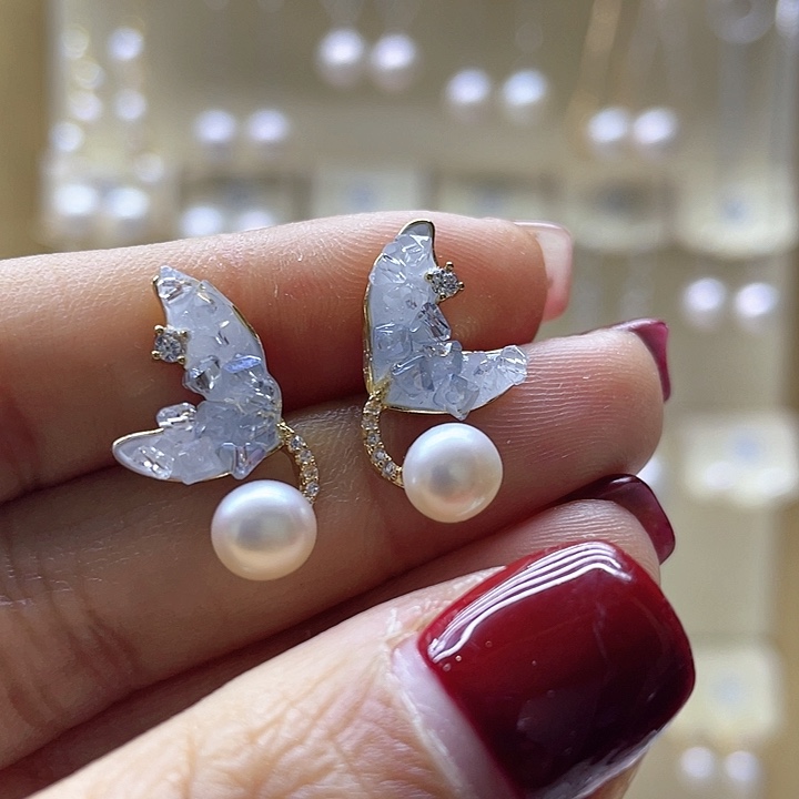 淡水珍珠耳饰银S925镶嵌