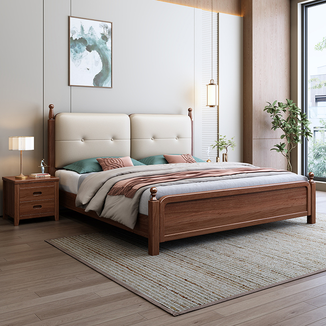 家居现代简约新中式全实木床1.8米双人床1.5米婚床储物大床