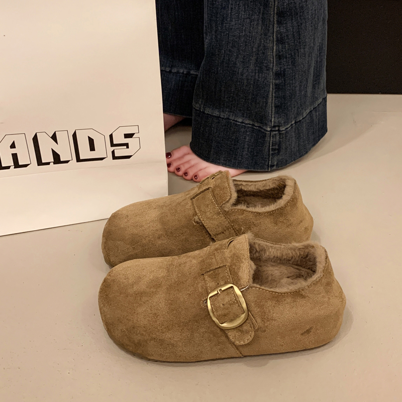 勃肯鞋软底厚底加绒加厚保暖2025秋冬新款一脚蹬雪地靴女全包棉鞋