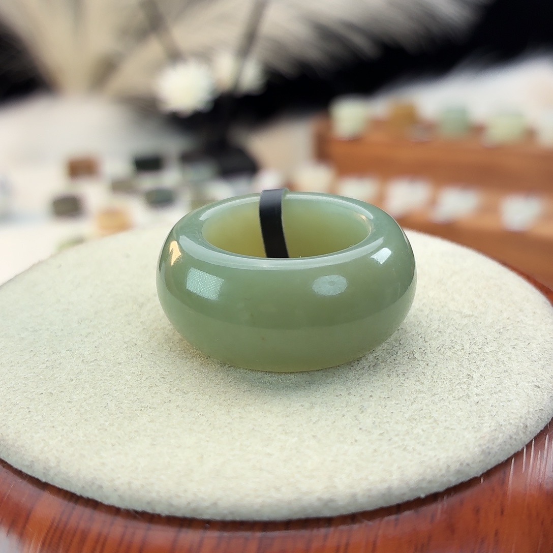 大***子和田玉未镶嵌戒指i39且末蓝墩墩19.4mm