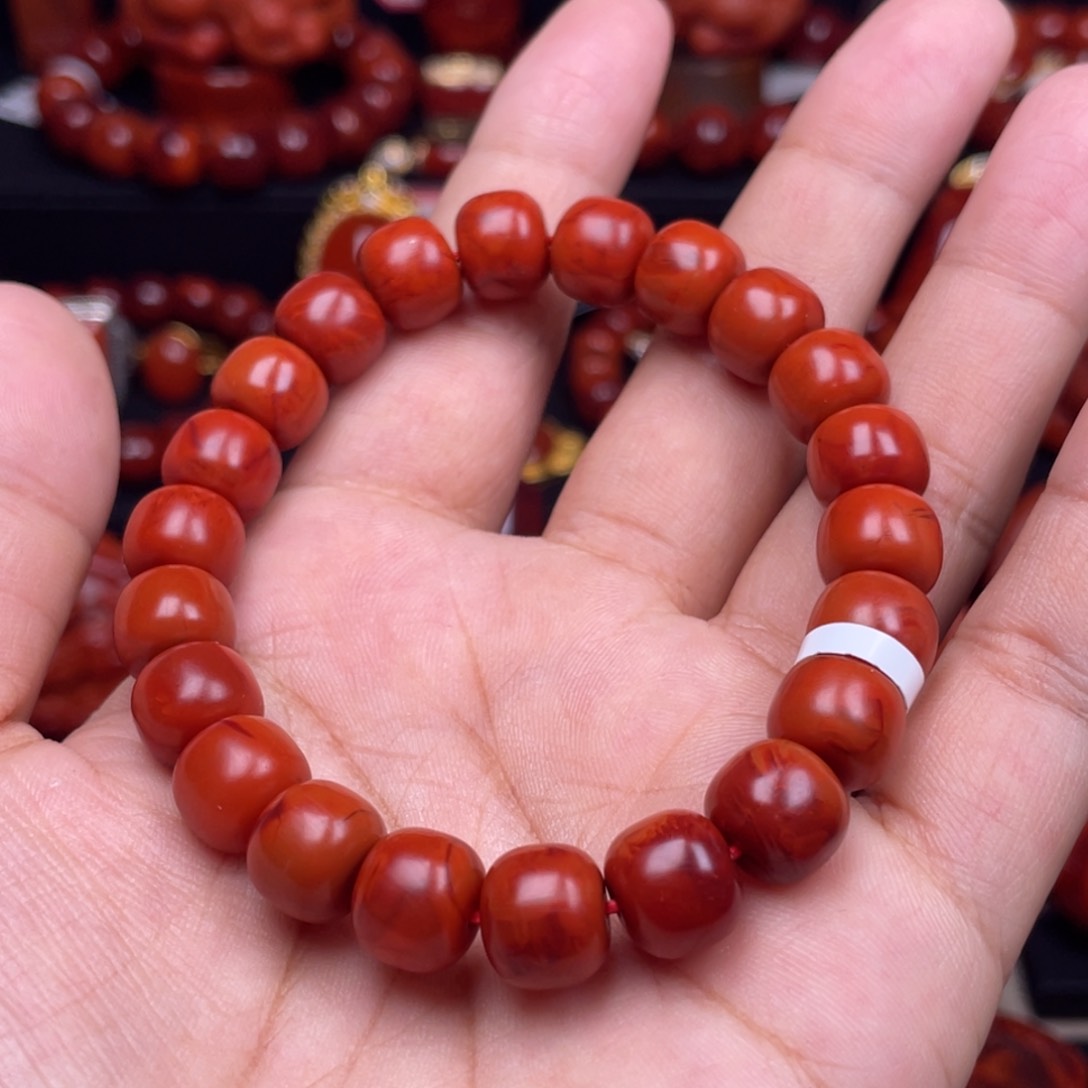 南红玛瑙珠宝奇石未镶嵌单圈10mm