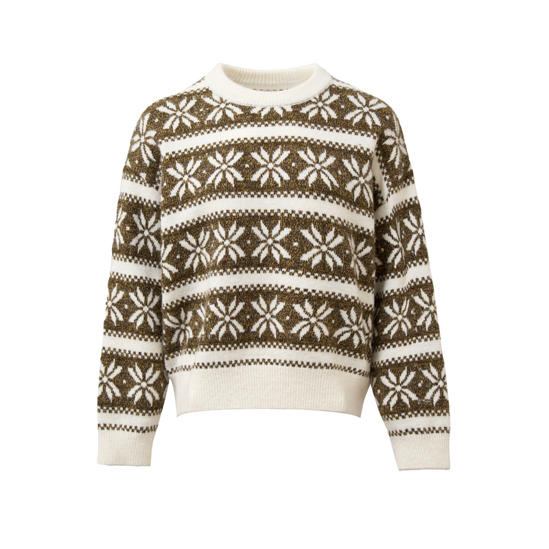 DUNNU/敦奴dunnu冬季时尚复古宽松提花撞色休闲圆领针织FU572189