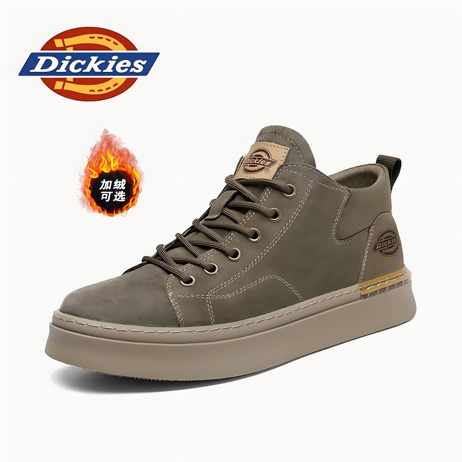 Dickies男鞋冬季防滑轻便工装靴男士加绒加厚保暖马丁靴二棉靴子