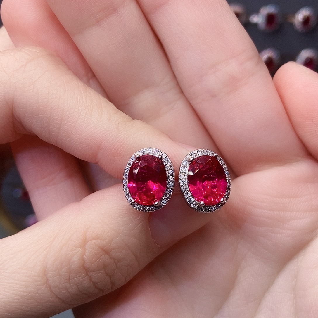 戒指银S925镶嵌红宝石