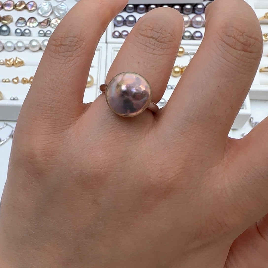 戒指银S925镶嵌淡水珍珠